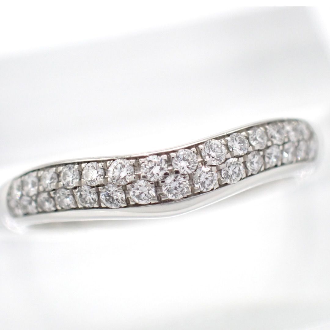 使用わずか ギャラ 領収書 BVLGARI ブルガリ 5号 フェディ パヴェ ダイヤ ダイヤモンド 0.17ct 29P リング 指輪 Pt950 カーブドバンド 4655