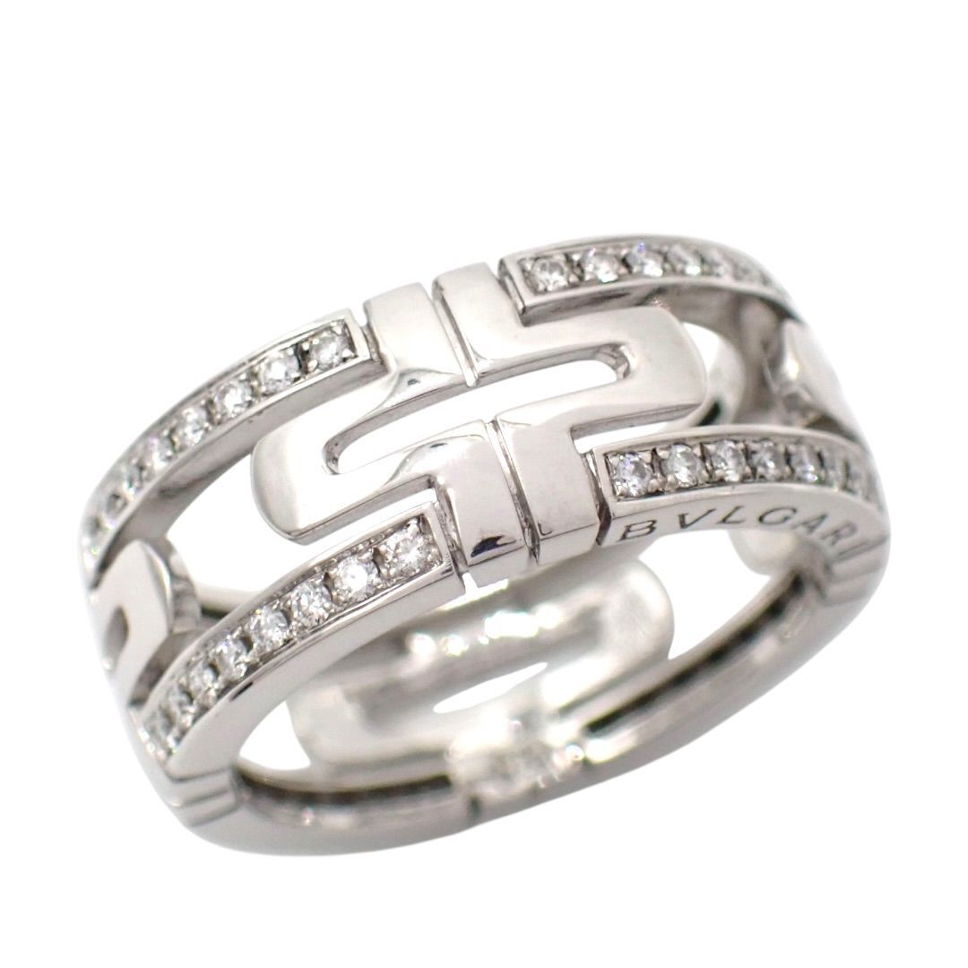 新品仕上げ BVLGARI ブルガリ 52 パレンテシ オープンワーク 0.37ct ダイヤモンド ダイヤ リング 750 11.5号 K18 WG ホワイトゴールド 4663