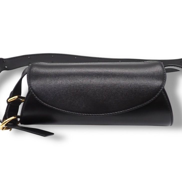 JIL SANDER ジルサンダー カンノーロ ミニ レザー ショルダーバッグ ハンドバッグ ブラック ゴールド クロスボディ 4674