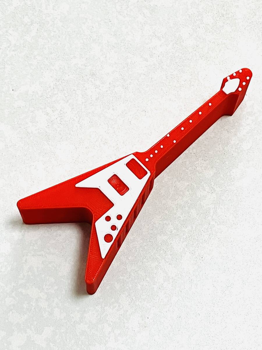 新品★フライングV ギター型 ピックホルダー赤★ギブソン Gibson フィギュア ミニチュア メタル METAL スレイヤー 小山田圭吾 コーネリアス