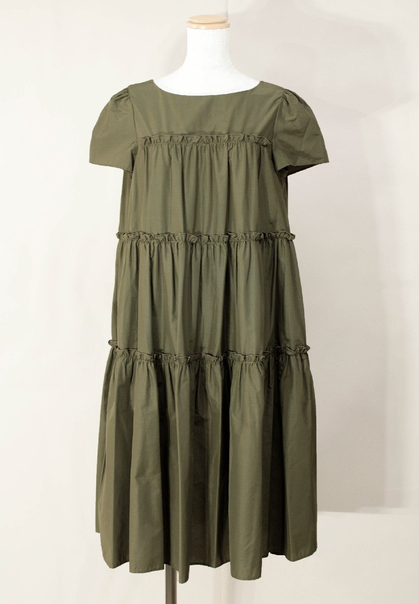 ★極美品★エムズグレイシー/洗える半袖ティアードワンピース定価3.2万:40/カーキ系yy316