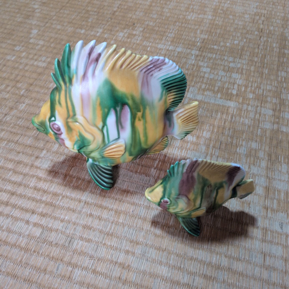 長崎三彩　魚の置物 陶器