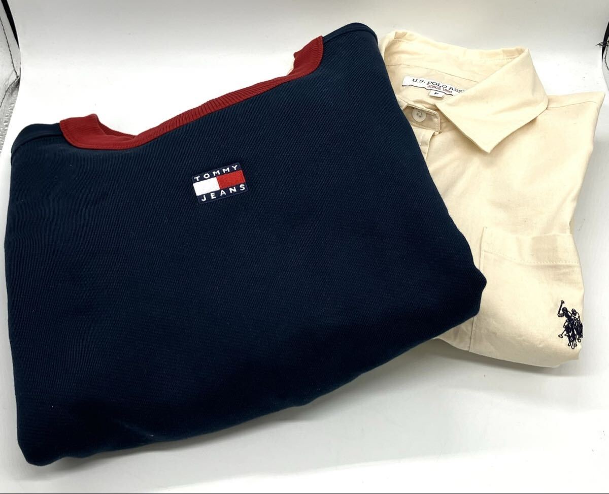 TOMMY JEANS トミージーンズ 短丈トレーナー U.S.POLO ASSN. ユーエスポロアッスン 無地シャツ 中古 2点おまとめ