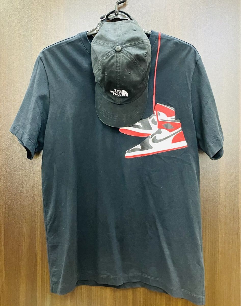 JORDAN スニーカープリントT ノースフェイス ベースボールキャップ Fサイズ Lサイズ ユニセックス 中古品 2点セット