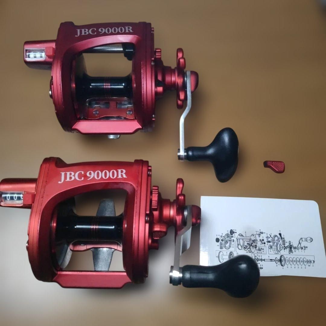 未使用 カウンター付両軸リール 大型ベイトリールREELSKING JBC9000R 2個（片方ジャンク）ルアーフィッシング船釣り 送料無料