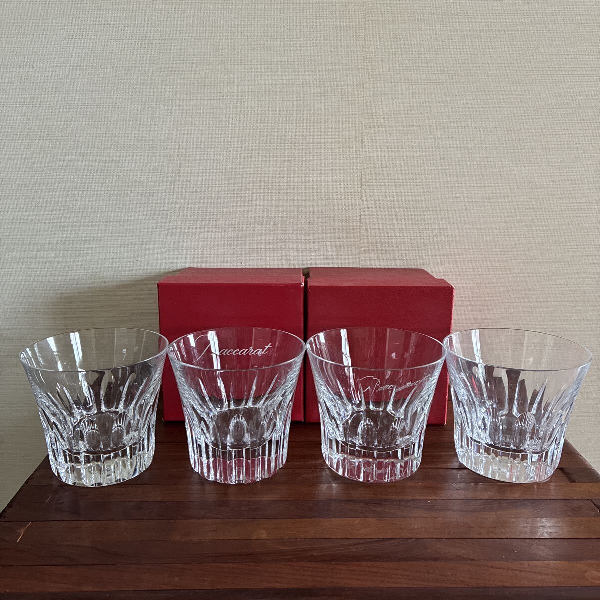 ほぼ未使用 4客セット Baccarat バカラ エトナ ロックグラス タンブラー クリスタル グラス ガラス