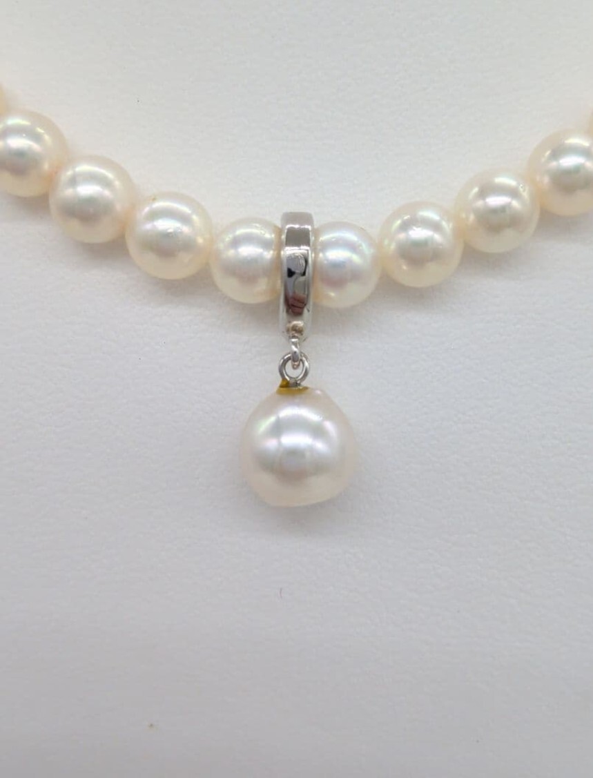 あこや本真珠 セミバロック ネックレストップ 9.5mm 上品な艶 SILVER刻印あり　田中真珠