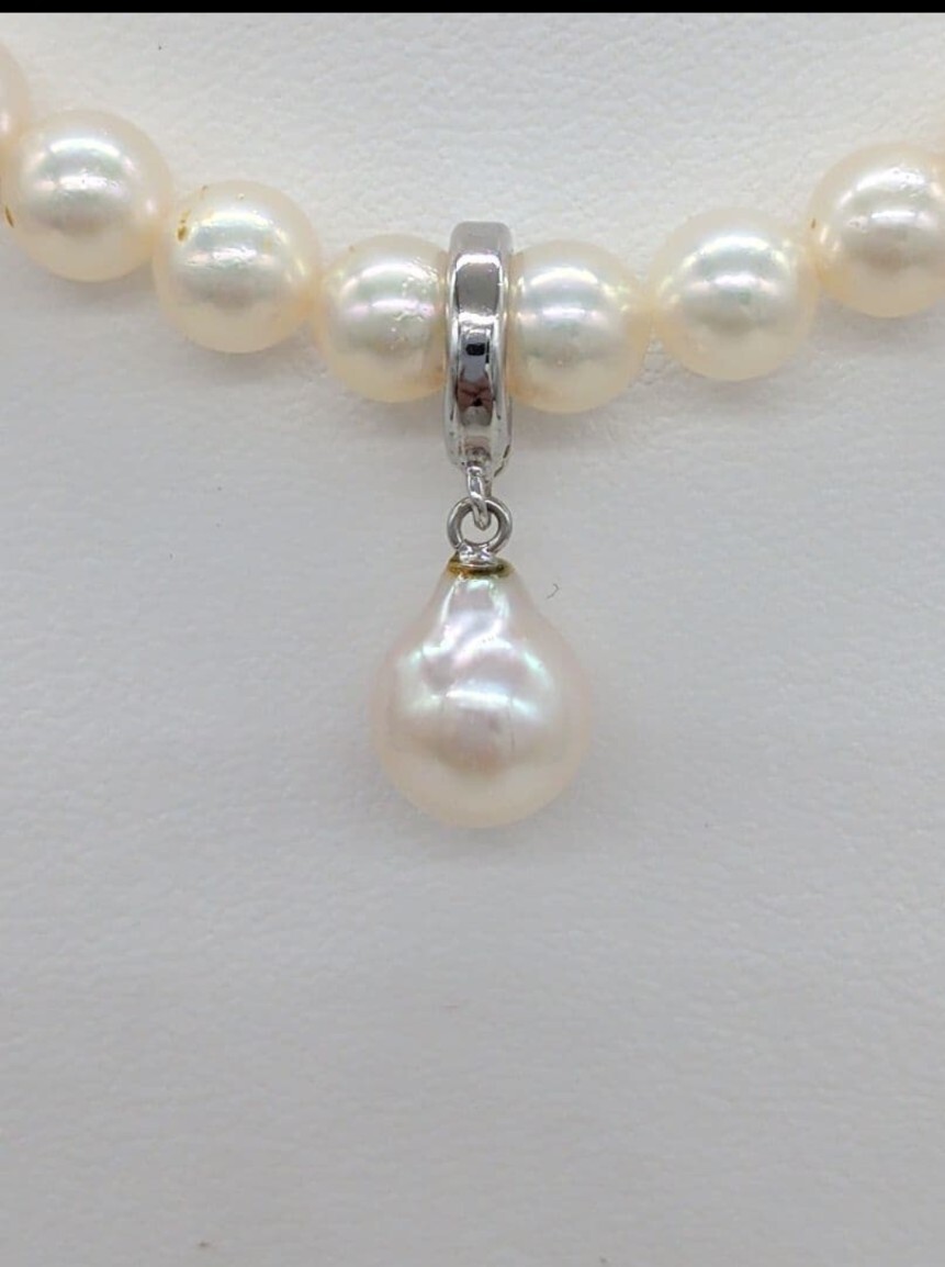 ②あこや本真珠 ドロップ型パール　ネックレストップ 9.4mm 艶テリ上品 SILVER刻印あり