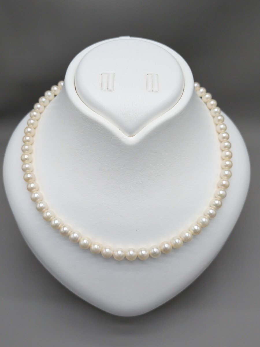 *⑲あこや本真珠 ネックレス 6-6.5mm SILVER刻印 ホワイト系 本真珠保証