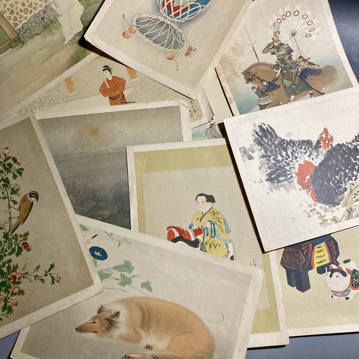 フレーベル館 美術教材 鑑賞 絵画 11枚まとめて／日本画風・児童教育用印刷画／26×37.5cm 大判