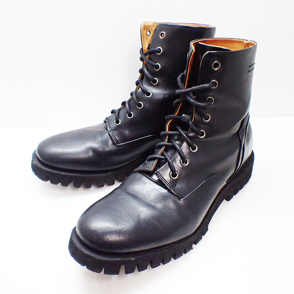 kkm5704 レースアップブーツ DIESEL/ディーゼル ワークブーツ サイズ40 ブラック系 編み上げ レザー