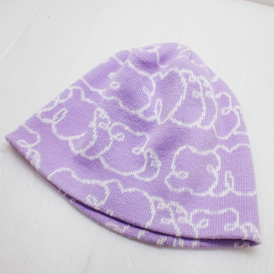 kkm5718 ビーニー SNEEZE MAGAZINE/スヌーズマガジン LOGO REPEAT NO-CUFF BEANIE ニットキャップ パープル系