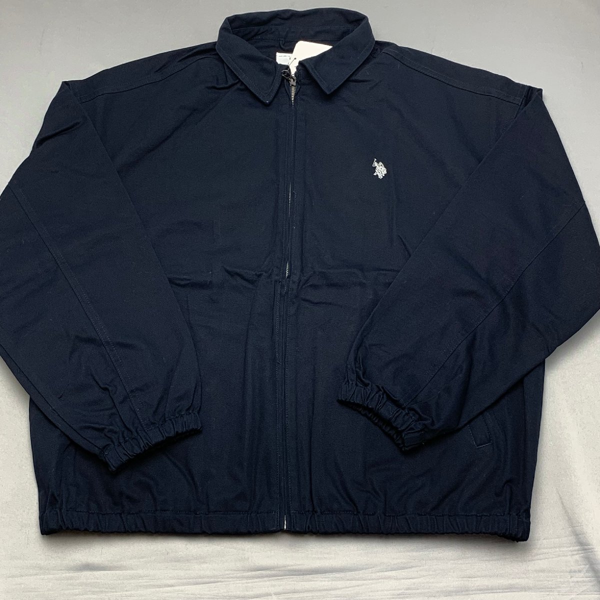 【送料無料】【新品】US.POLO ASSN メンズ襟付きジャケット〈ジャンパー〉（ゆったりタイプ コットン100％）　　　L　　　ネイビー★13815