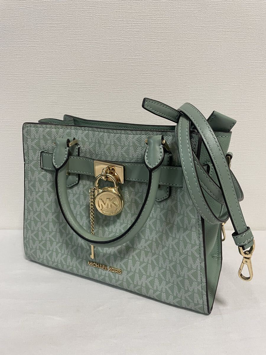 MK17 未使用 MICHAEL KORS マイケルコース ハミルトン サッチェル ハンドバッグ ショルダーバッグ 2WAY ミントグリーン　グリーン系