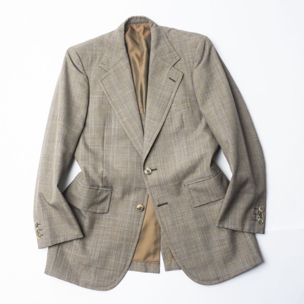 上質デザイン『KENT VAN JACKET』春夏ウールジャケット Y4相当 ブラウン/チェック柄 ケント メンズ 管理139