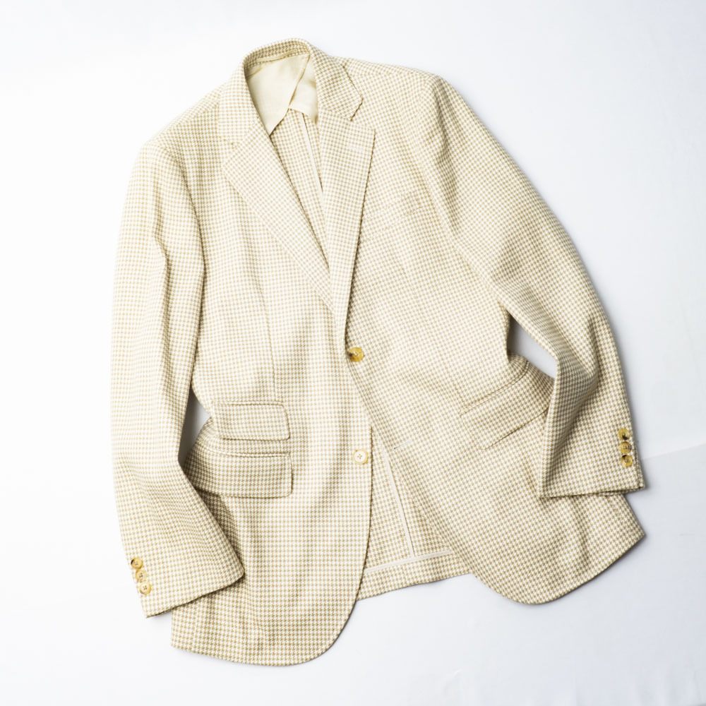高級コットンリネン『J.PRESS』春夏テーラードジャケット L(c96~104,t175~185) ベージュ オンワード樫山 ジェイプレス メンズ 管理2173
