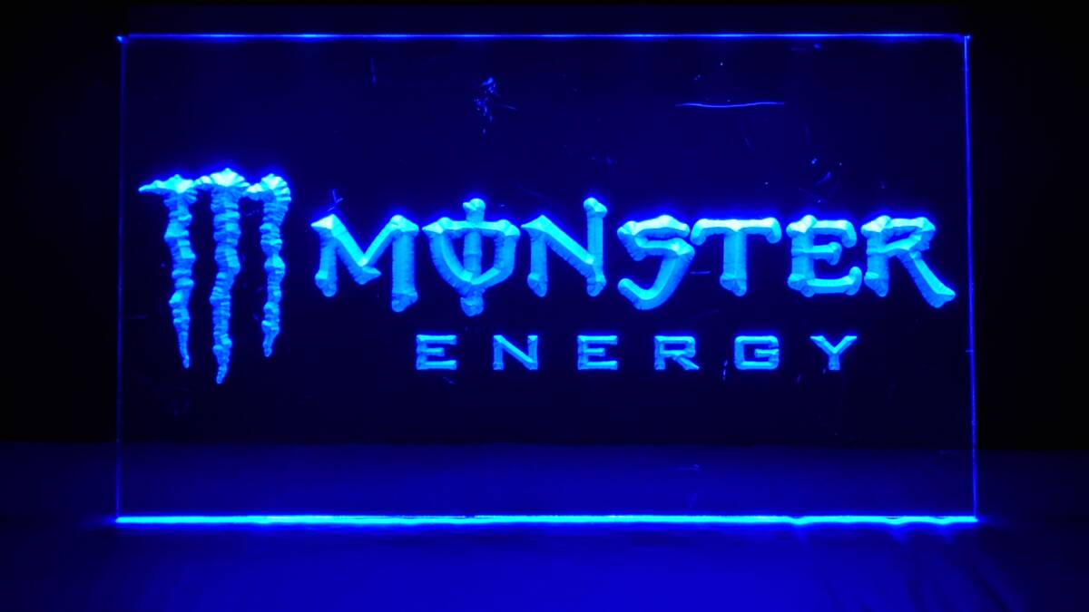動作品 Monster Energy　モンスターエナジーLEDアクリル看板 ACアダプター付き 