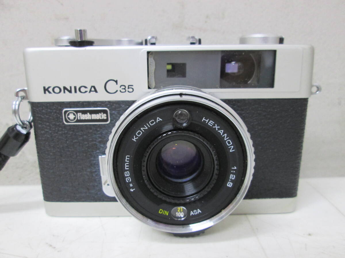 (13)♪KONICA コニカ C35 HEXANON 1:2.8 f=38mm フィルムカメラ ケース付き 