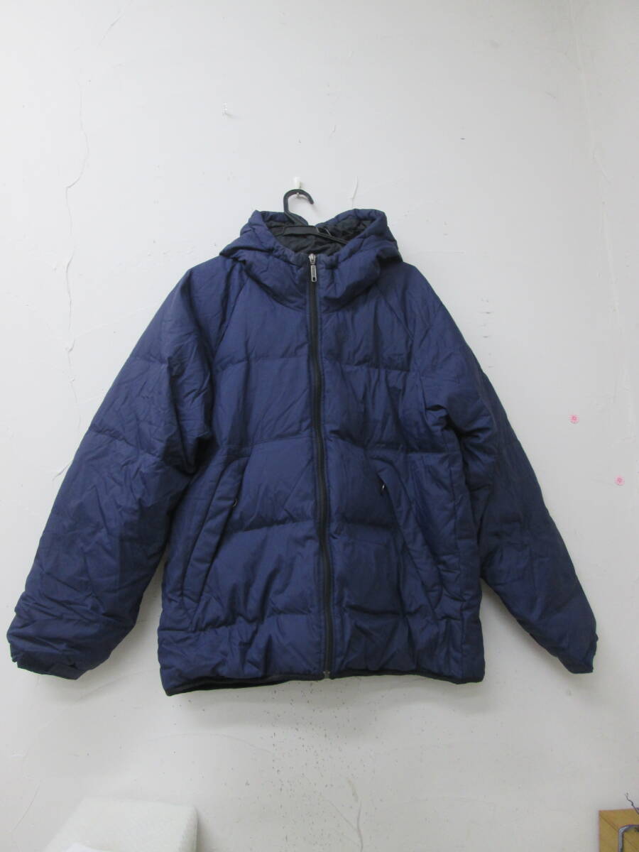 (13)♪UNIQLO ユニクロ メンズ ダウン フードジャケット 317-019231 サイズXL ネイビー フード取外し不可能