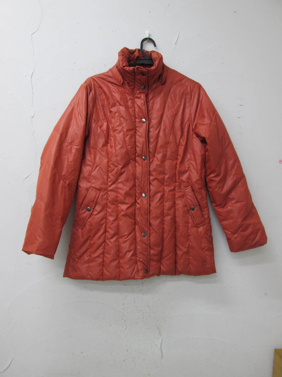 (13)♪BELLOREGIA レディース ダウン ジャケット サイズM オレンジ系 フード欠品