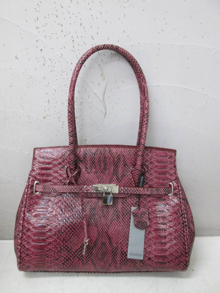 (14)♪Monterosso モンテロッソ レディース レザー ハンドバッグ トートバッグ サイズ約26×34×9レッド系 タグ付き 未使用