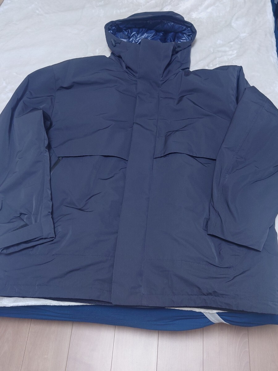中古美品★ユニクロ★ハイブリッドダウン　オーバーサイズ　パーカ★紺★3L★ J