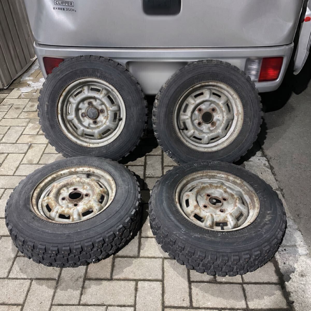 【希少】札幌発 BRIDGESTONE POTENZA RE39R 165SR13 ピン付き 4本セット 当時物 競技用 アイスラリー フルピン チップ カップ マカロニ
