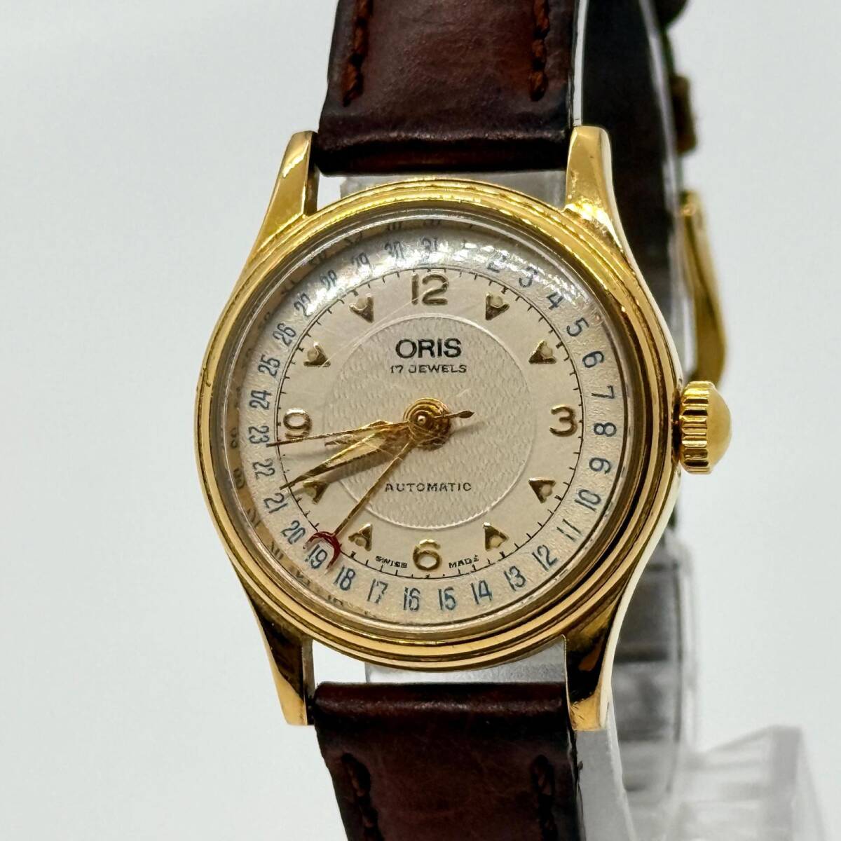 ORIS オリス ポインターデイト 7405 ベージュ AT レディース 裏スケ 腕時計