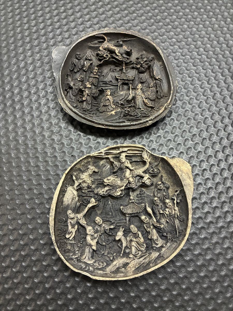 ★現状品★アンティーク ドラッヘ ドーゼ 玄武岩レリーフ 仏像と龍の箱