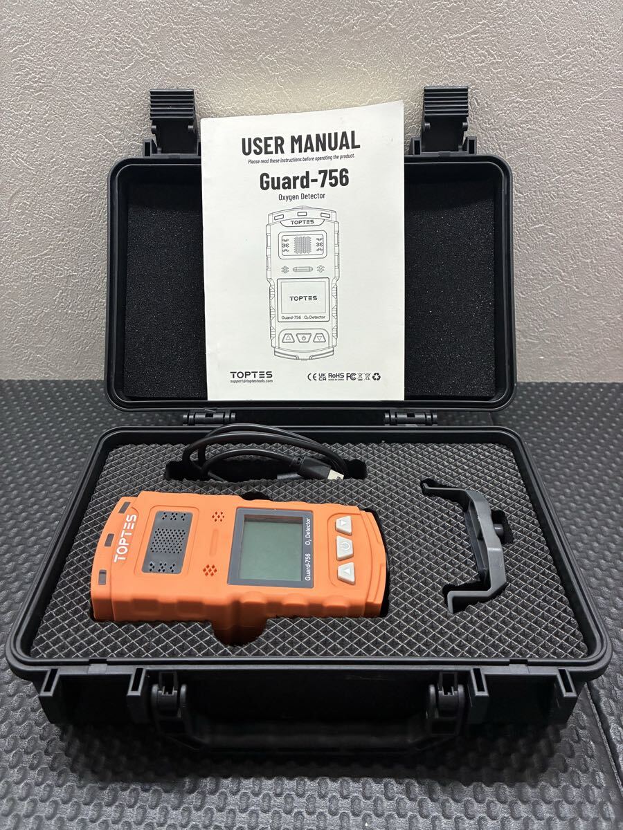 TopTes Guard-756 アップグレード型酸素検出器 携帯型O2モニター 0.5秒の高速応答 充電式酸素計 振動・視覚・音声アラーム付き