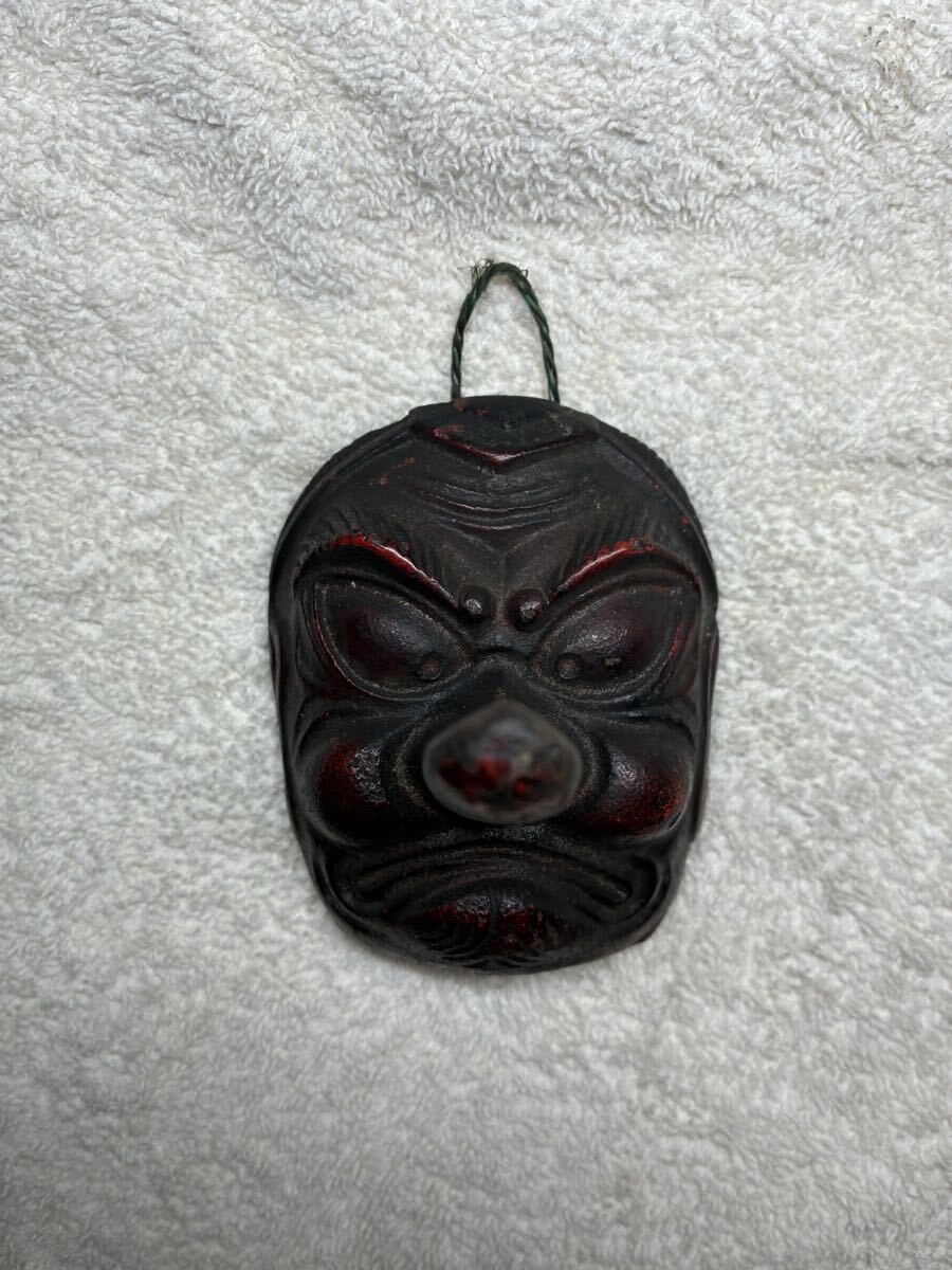 ★時代物★天狗 面 鋳物　天狗　お面　壁飾り　飾面　壁掛け　厄除け　魔除け　縁起物　 天狗面