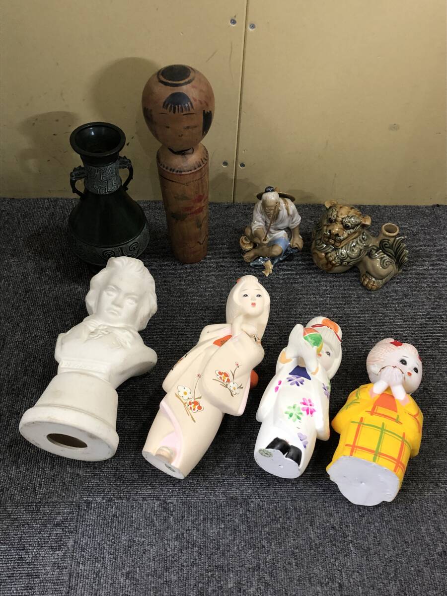 Y-02252K 1円～ 博多人形 など おまとめ こけし 置物 昭和 レトロ アンティーク コレクション 保管品 現状品