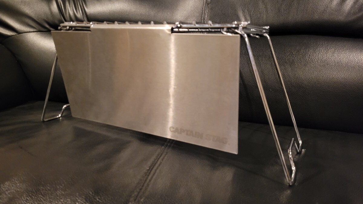 CAPTAIN STAG グリルスタンド テーブル 風防付き キャンプ アウトドア BBQ ソロキャンプ ソロツーリング H