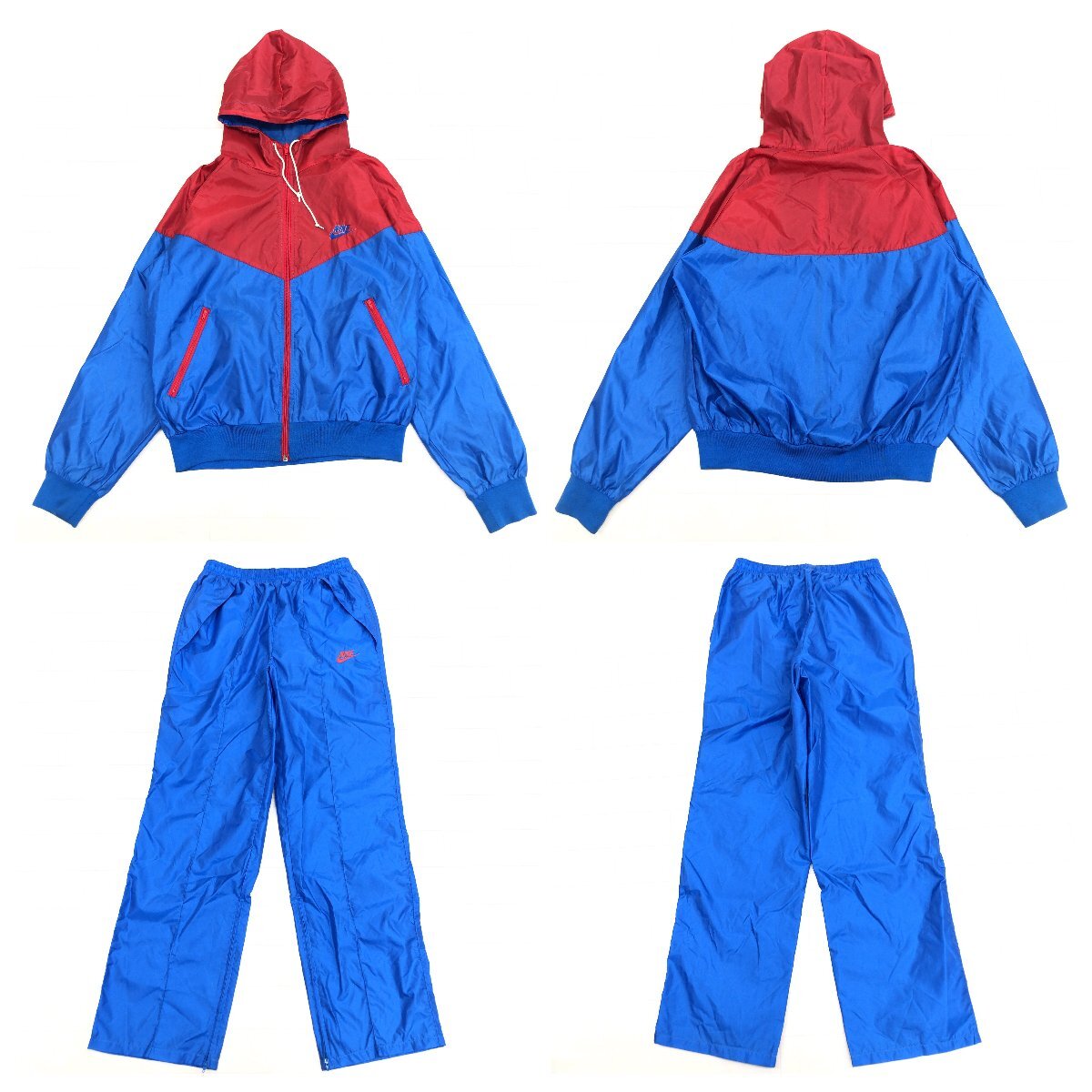 ●80's NIKE ナイキ 日本製 紺タグ ヴィンテージ ナイロン ジャケット パンツ 上下セットアップ XL ジャージ パーカー 古着 2L LL VINTAGE