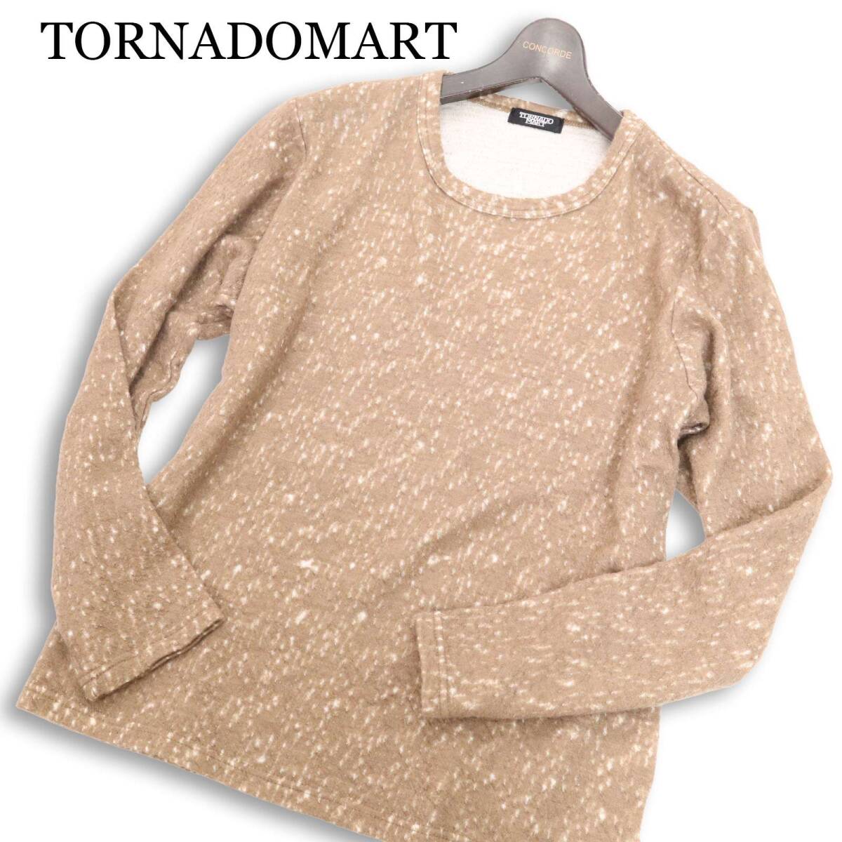 Y2K 00s★ TORNADOMART トルネードマート 秋冬 ダメージ調 総柄★ ウール ニット カットソー ロンTシャツ Sz.S位　メンズ