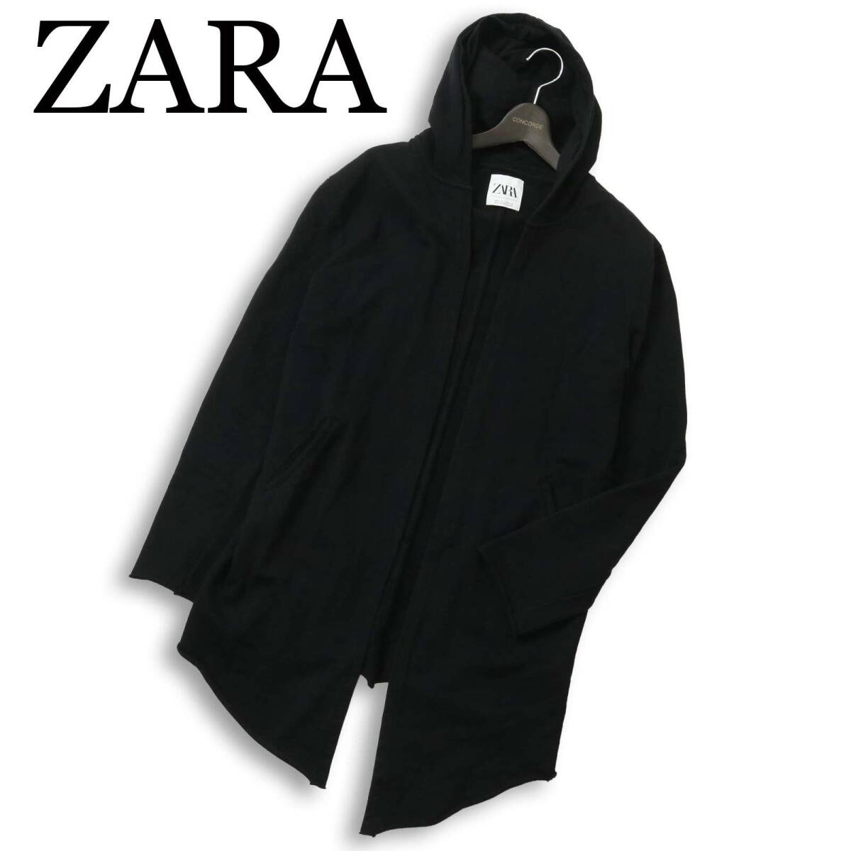ZARA ザラ マン 現行タグ★ 通年 スウェット ロング フーディー カーディガン ガウン 羽織り Sz.M メンズ 黒