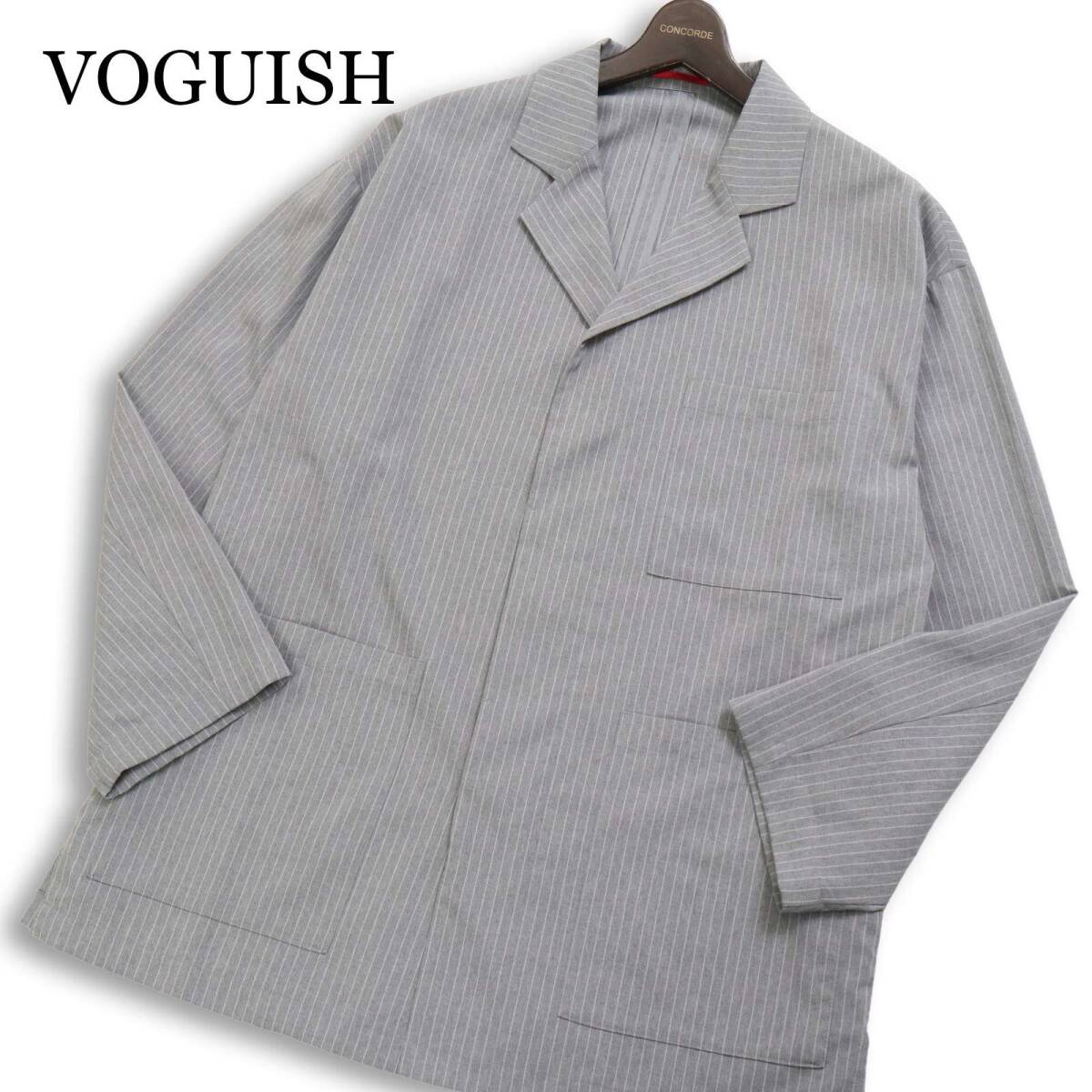 VOGUISH ヴォーギッシュ ルパート 通年 オーバーサイズ★ ストライプ テーラード ジャケット Sz.XL位 メンズ 灰 グレー
