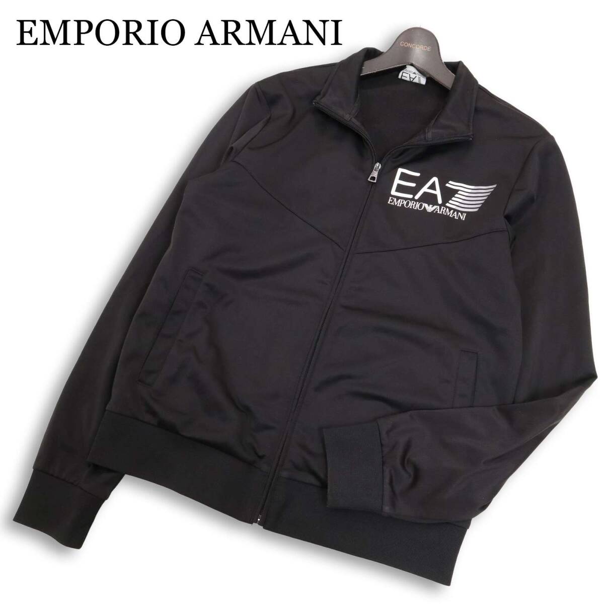 EMPORIO ARMANI エンポリオ アルマーニ 通年 ロゴ★ ジャージ トラック ジャケット ブルゾン Sz.S　メンズ 黒