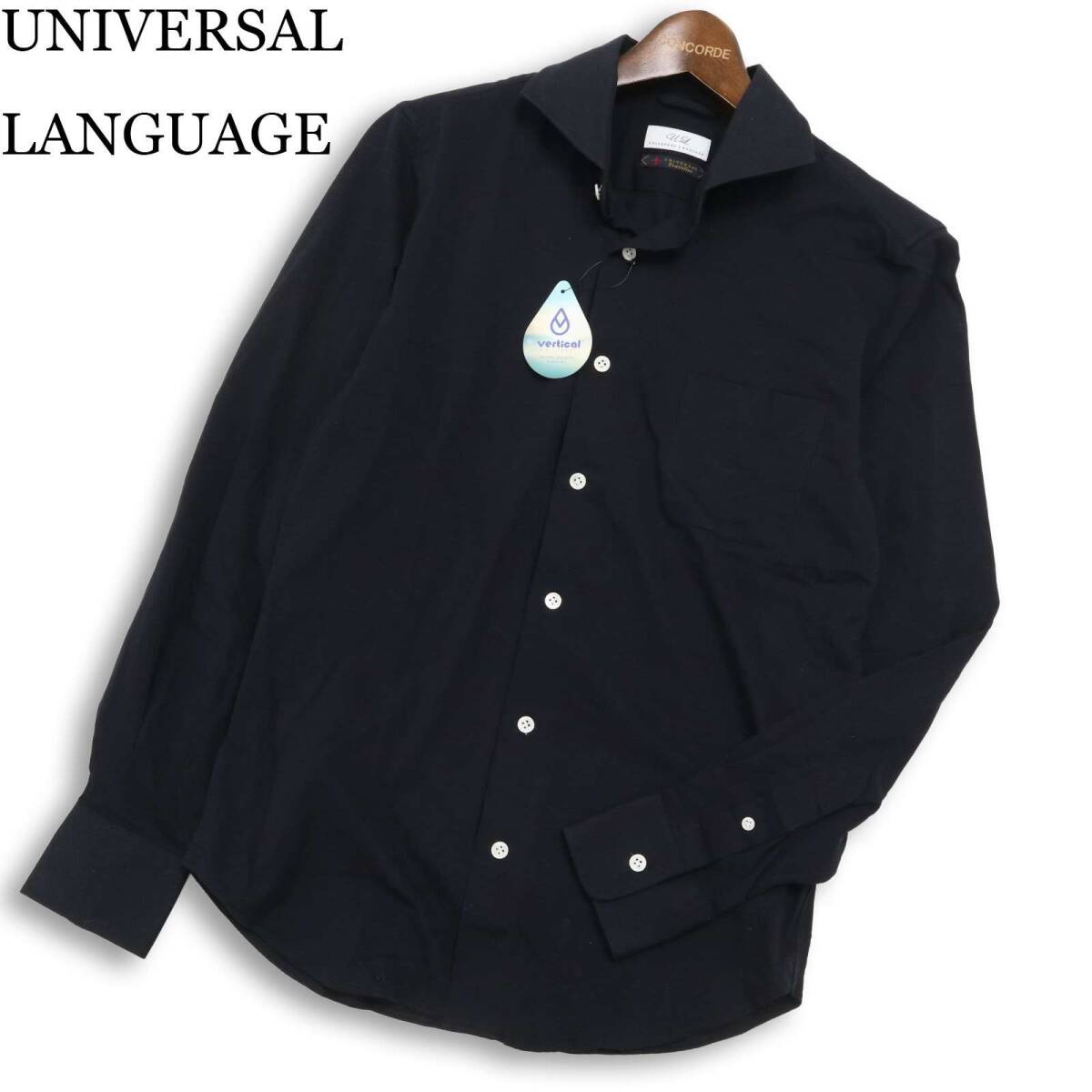 【新品 未使用】 UNIVERSAL LANGUAGE ユニバーサルランゲージ 春夏 Traveller 吸汗速乾★ 長袖 シャツ Sz.M メンズ ネイビー