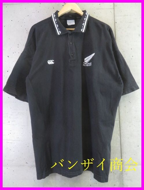 3120s10◆ニュージーランド製◆CANTERBURY カンタベリー オールブラックス 半袖ポロシャツ XL/ラガーシャツ/ラグビー/ワールドカップ