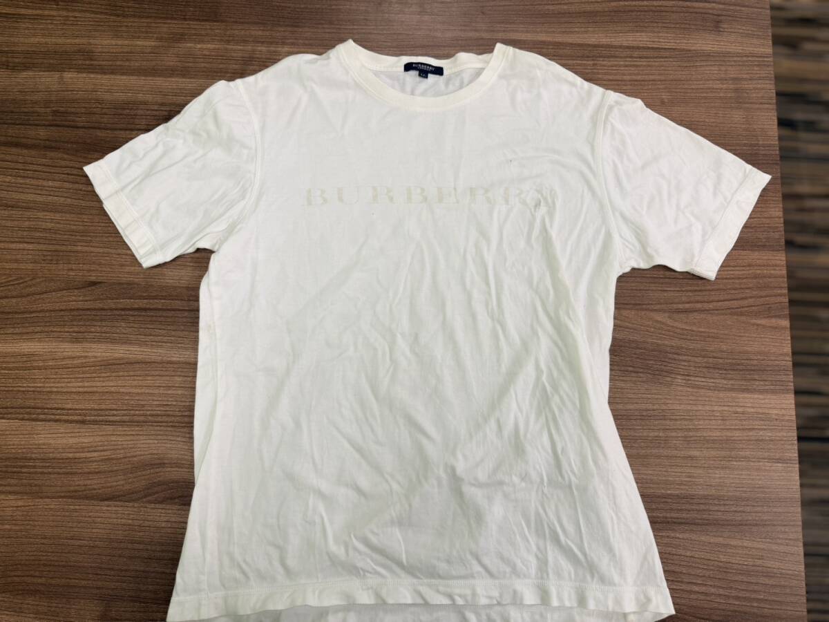 BURBERRY LONDON バーバリーロンドン Tシャツ 半袖 LLサイズ 大きいサイズ 訳あり 汚れあり ロゴTシャツ メンズ 白 ホワイト F4373