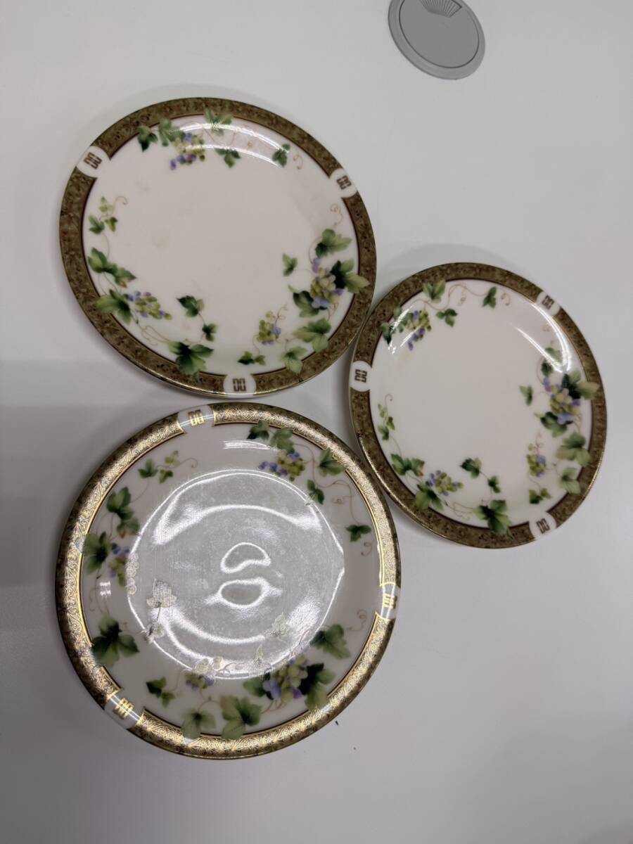 DAKS ダックス プレート 3枚セット 葡萄柄 金彩 中皿 取り皿 Simpson London 昭和 陶器 英国ブランド 食器 レトロ アンティーク F4376-6