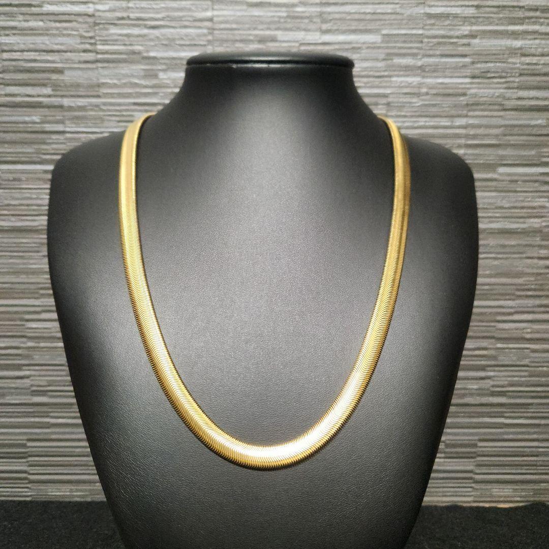 スネークチェーン　ネックレス　8ｍｍ60ｃｍ　ステンレス　ゴールド18kgp