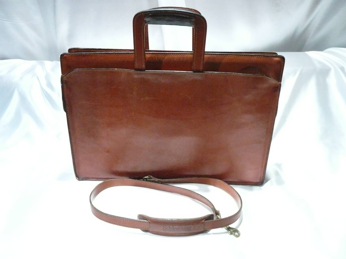 ☆SCHLESINGER シュレジンジャー レザー ブリーフケース 2WAY ブラウン 使用品☆