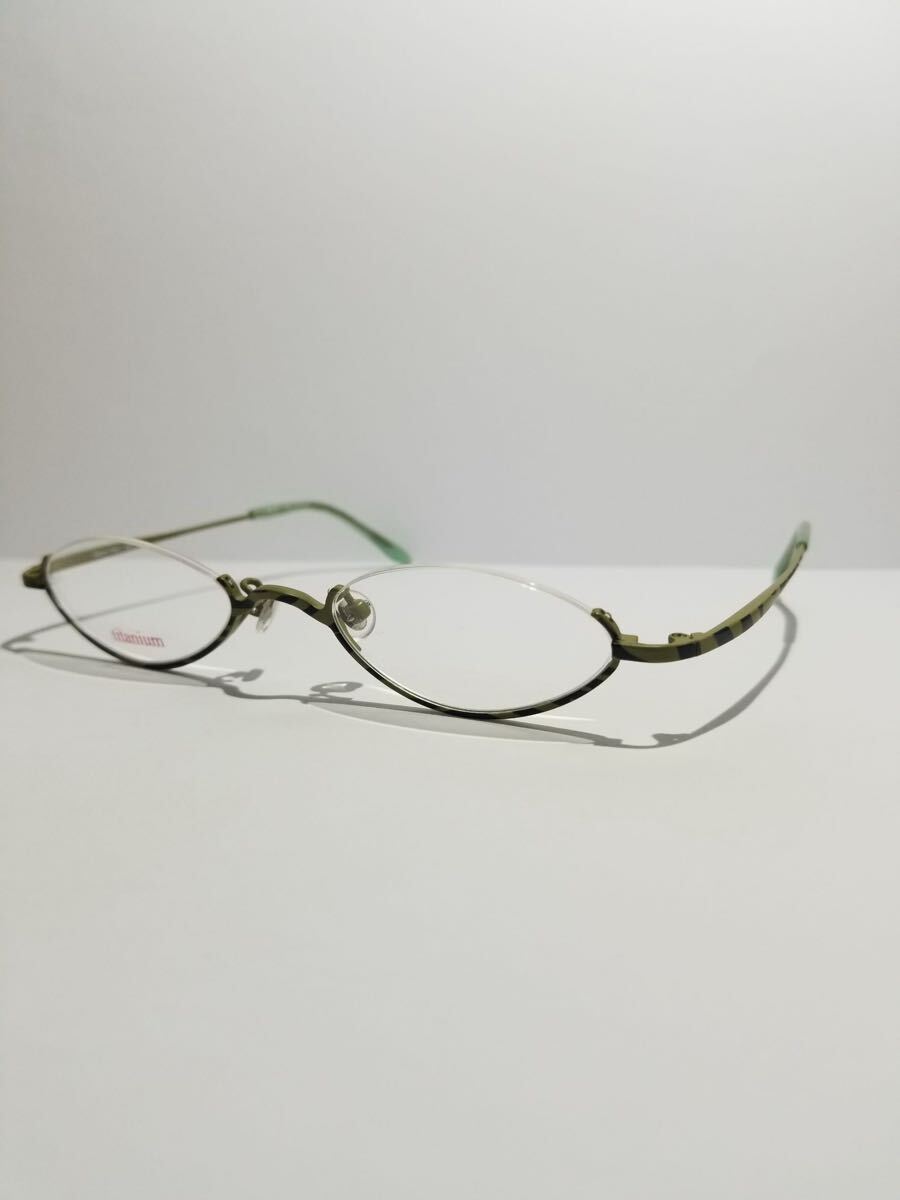 未使用 眼鏡 メガネフレーム Space Gear SG-YA C-3 最軽量11g アンダーリム チタンフレーム 国産 日本製 MADE IN JAPAN 46口20-140 EH-2
