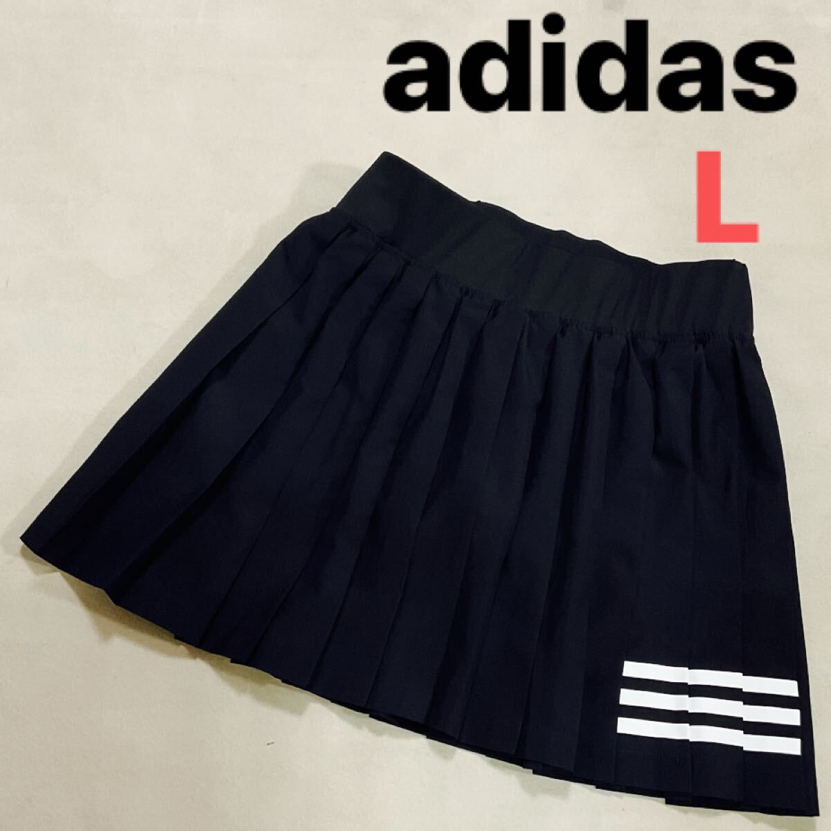 【超美品】 adidas アディダス レディースL ストレッチスカート スコート 黒 ゴルフウェア ゴルフスカート インナー付き プリーツ ブラック
