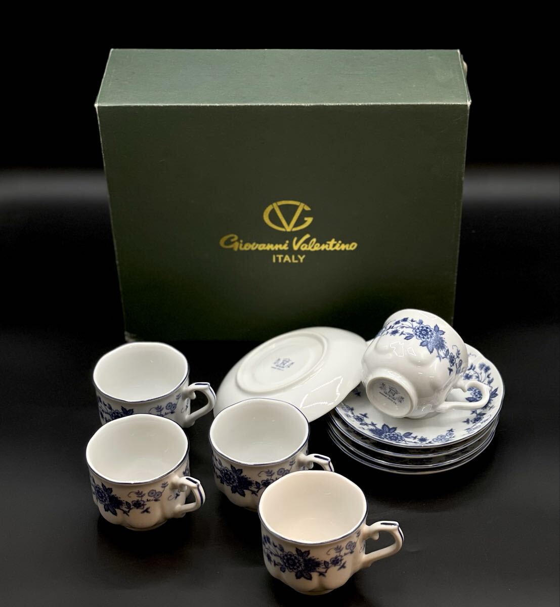 Giovanni Valentino ジョバンニ バレンチノ カップ ソーサー 5客 コーヒーカップ ティーカップ 花柄 洋食器■兵庫県姫路市から h1 26-401