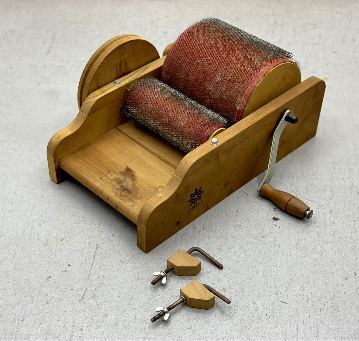 ashford アシュフォード ドラムカーダー 手回し式 カーディング機 カード機 梳毛機 羊毛■兵庫県姫路市から d3 26-271