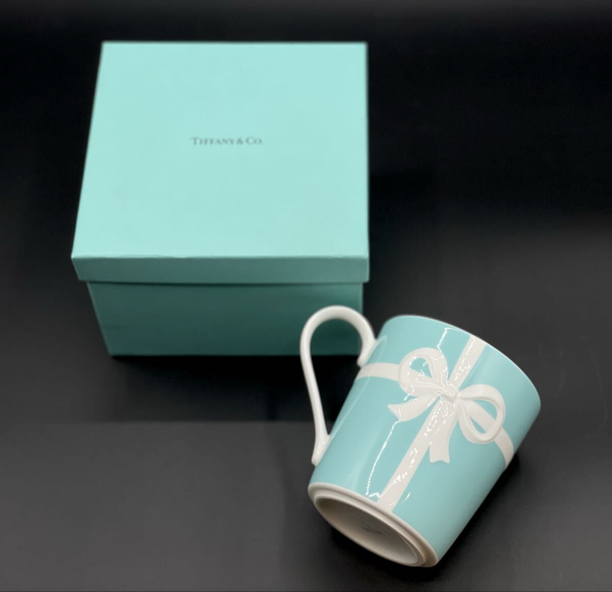 美品■TIFFANY&Co. ティファニー マグカップ ブルーリボン 銅器 食器 洋食器 ブルーボックス インテリア■兵庫県姫路市から a2 26-386