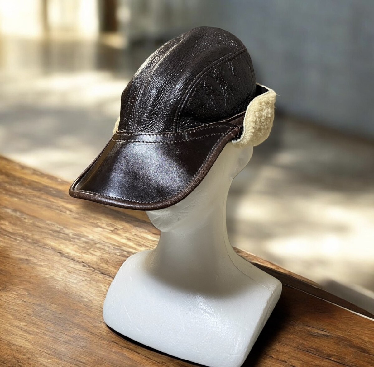 EASTMAN LEATHER CLOTHING イーストマン 復刻 B-2 WINTER CAP★7 4/1サイズ★SEAL BROWN★